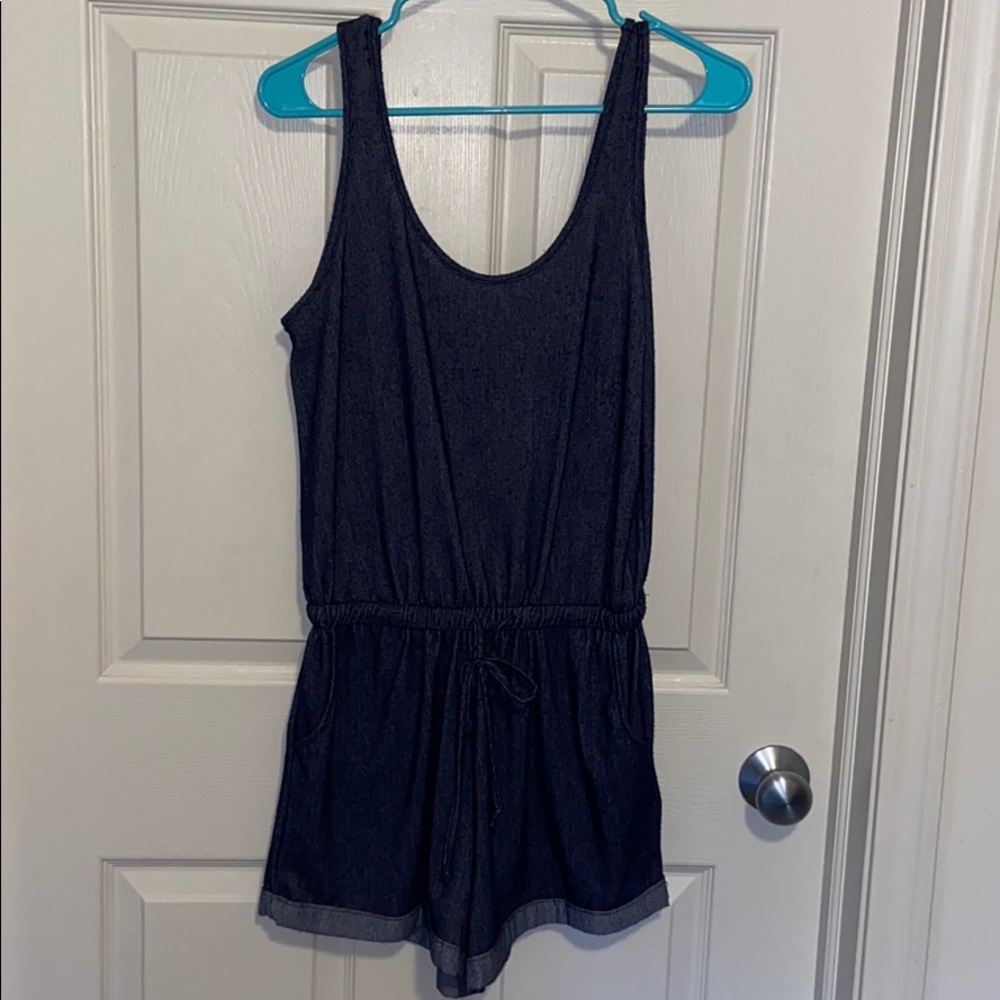 Blue cotton romper
